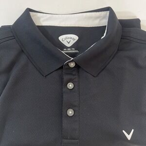 Callaway Polo‎ Shirt Men's XXL Black Solid 100% Polyester, Classic